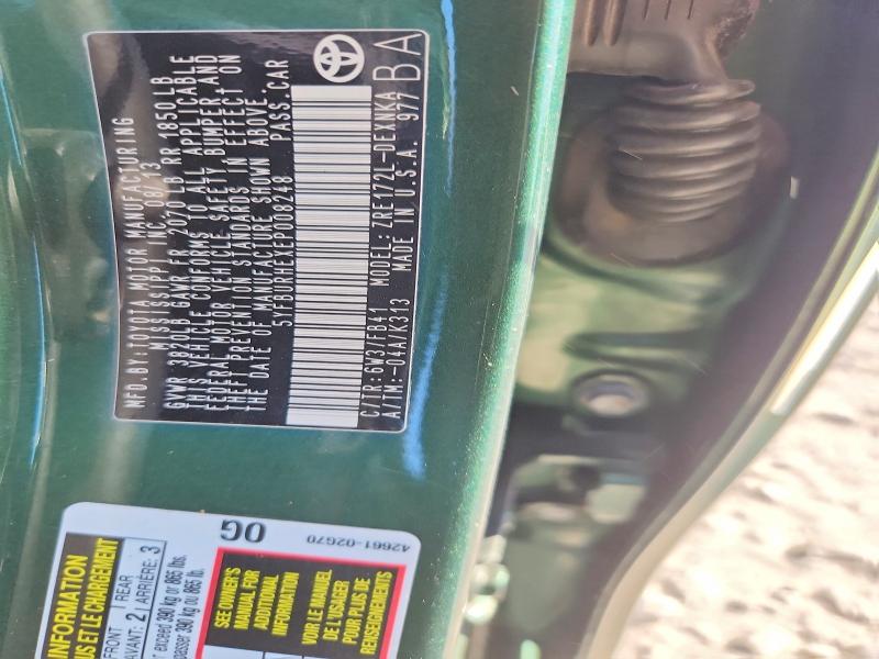 Aukcja sprzedaży 2014 Toyota Corolla, vin: 5YFBURHEXEP008248, numer aukcji: 70451816
