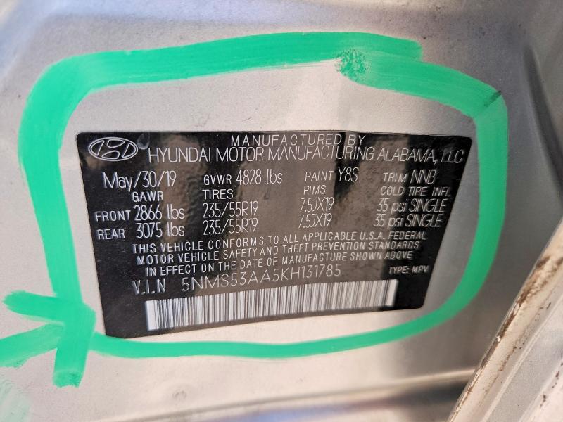 Продажа на аукционе авто 2019 Hyundai Santa Fe, vin: 5NMS53AA5KH131785, номер лота: 69997656