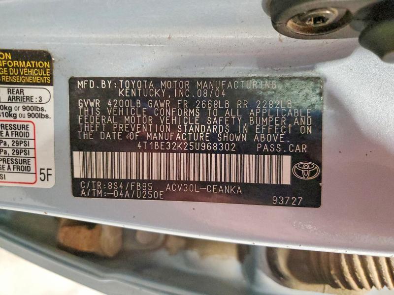 69807696 :رقم المزاد ، 4T1BE32K25U968302 vin ، 2005 Toyota Camry مزاد بيع