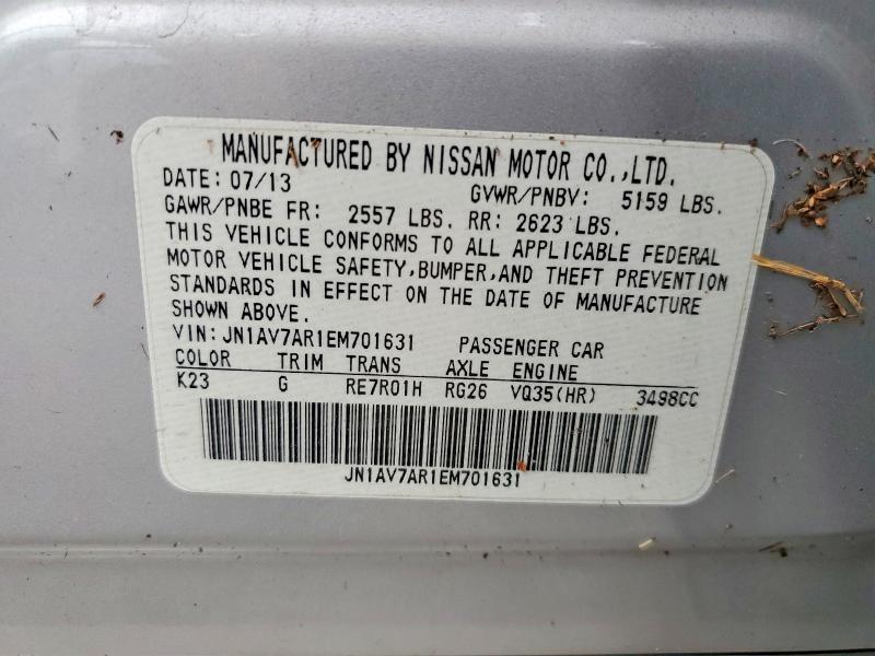 Продаж на аукціоні авто 2014 Infiniti Q50 Hybrid, vin: JN1AV7AR1EM701631, номер лоту: 65754576