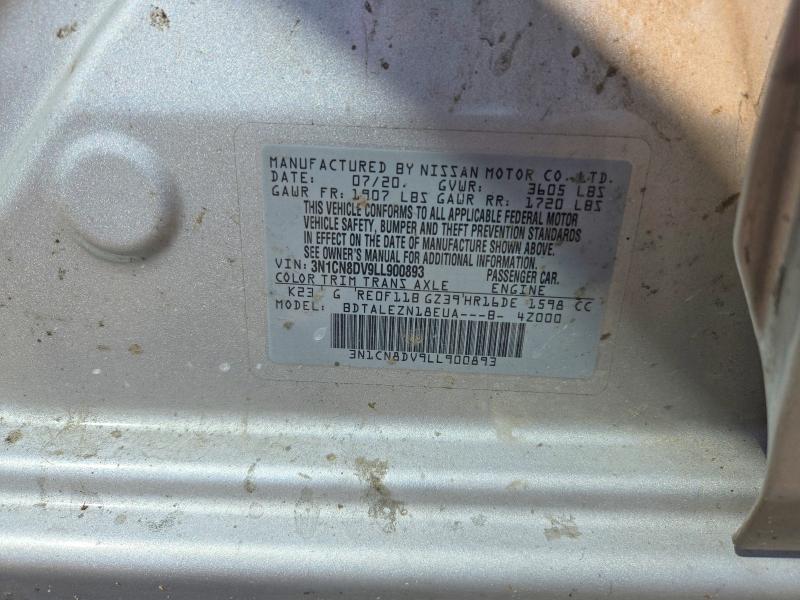 Продаж на аукціоні авто 2020 Nissan Versa, vin: 3N1CN8DV9LL900893, номер лоту: 70150106