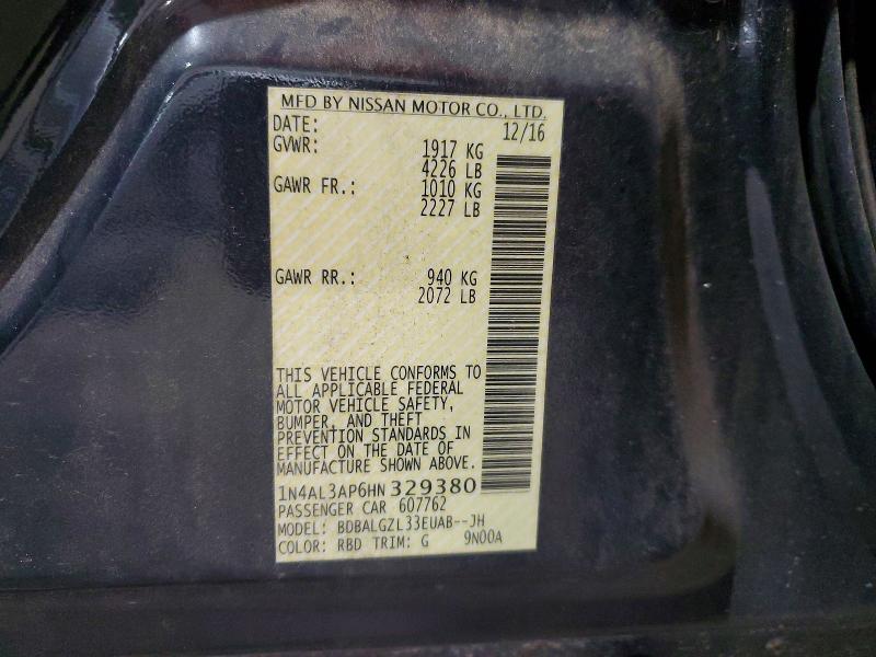 69452846 :رقم المزاد ، 1N4AL3AP6HN329380 vin ، 2017 Nissan Altima مزاد بيع