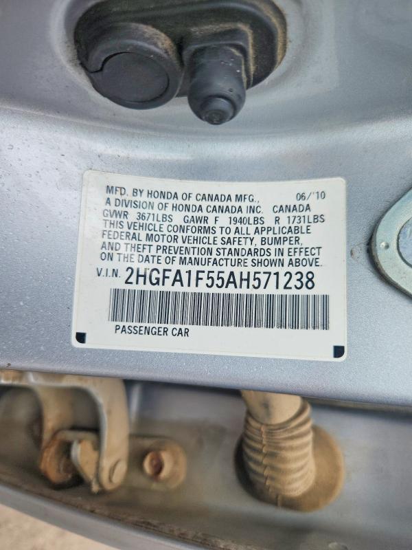 68196866 :رقم المزاد ، 2HGFA1F55AH571238 vin ، 2010 Honda Civic مزاد بيع