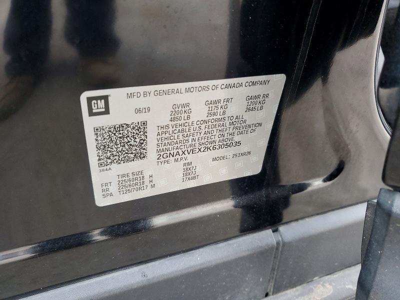 Aukcja sprzedaży 2019 Chevrolet Equinox, vin: 2GNAXVEX2K6305035, numer aukcji: 68570036