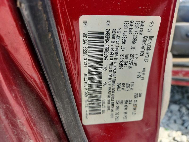 67682166 :رقم المزاد ، 2A8GP64L36R628840 vin ، 2006 Chrysler Town & Country مزاد بيع