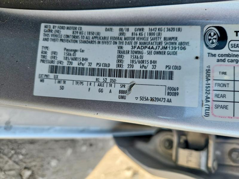 Aukcja sprzedaży 2018 Ford Fiesta, vin: 3FADP4AJ7JM139106, numer aukcji: 66976246