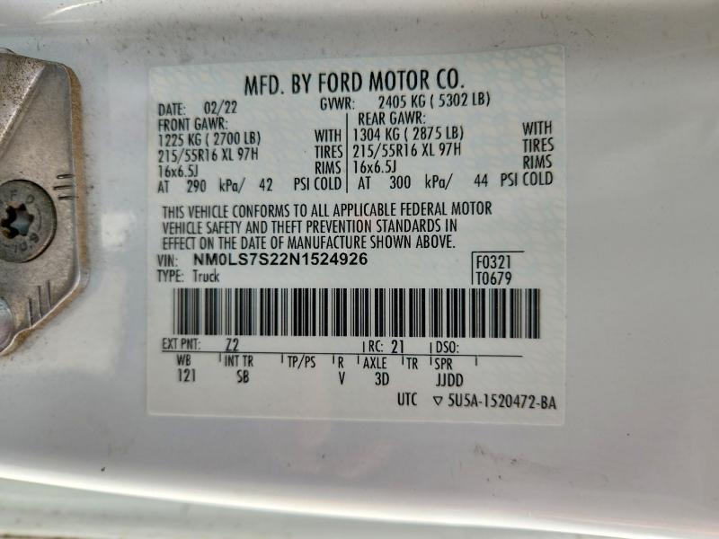 Продаж на аукціоні авто 2022 Ford Transit Connect, vin: NM0LS7S22N1524926, номер лоту: 67381436