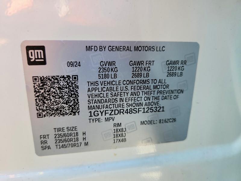 2025 Cadillac Xt4 მანქანა იყიდება აუქციონზე, vin: 1GYFZDR48SF125321, აუქციონის ნომერი: 69512446