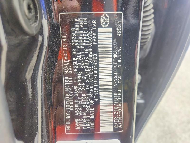 2014 Toyota Camry მანქანა იყიდება აუქციონზე, vin: 4T1BF1FK7EU314200, აუქციონის ნომერი: 68707406