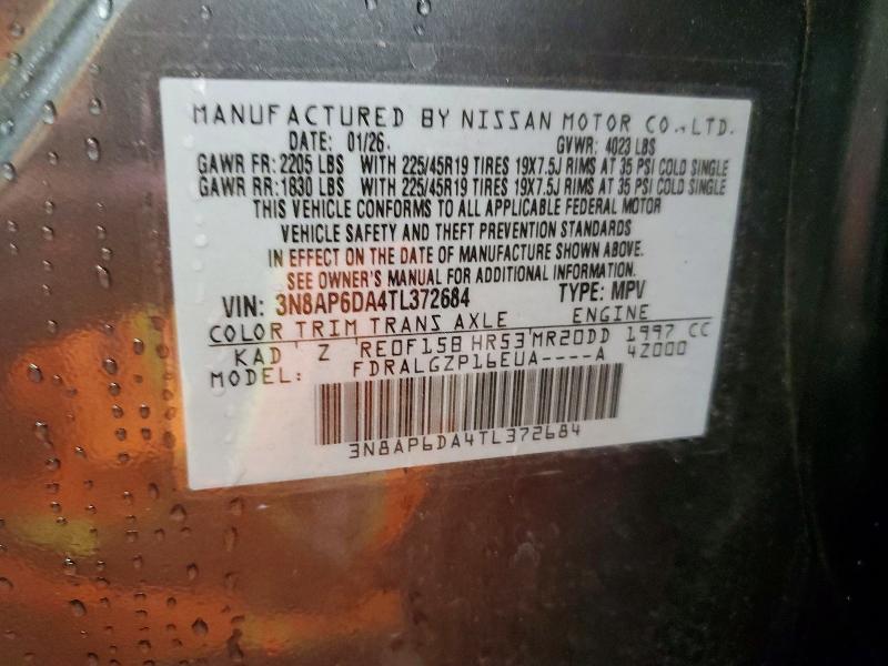 70799626 :رقم المزاد ، 3N8AP6DA4TL372684 vin ، 2026 Nissan Kicks مزاد بيع