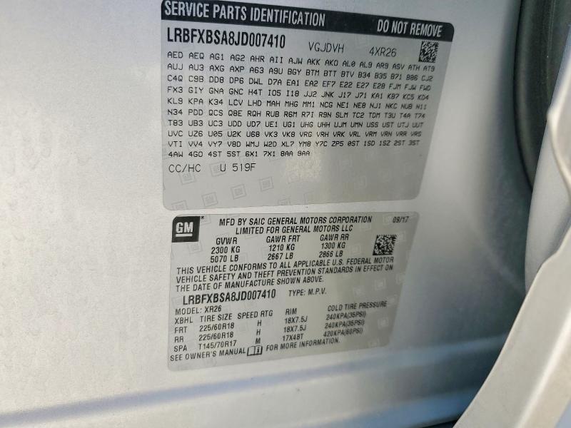 68245706 :رقم المزاد ، LRBFXBSA8JD007410 vin ، 2018 Buick Envision مزاد بيع