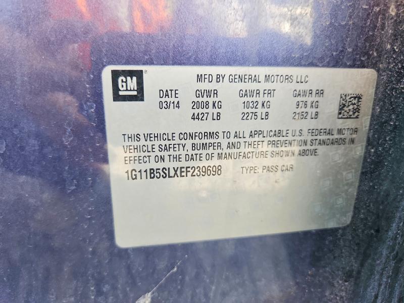 69432386 :رقم المزاد ، 1G11B5SLXEF239698 vin ، 2014 Chevrolet Malibu مزاد بيع