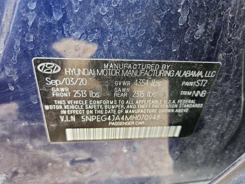 69451706 :رقم المزاد ، 5NPEG4JA4MH070948 vin ، 2021 Hyundai Sonata مزاد بيع