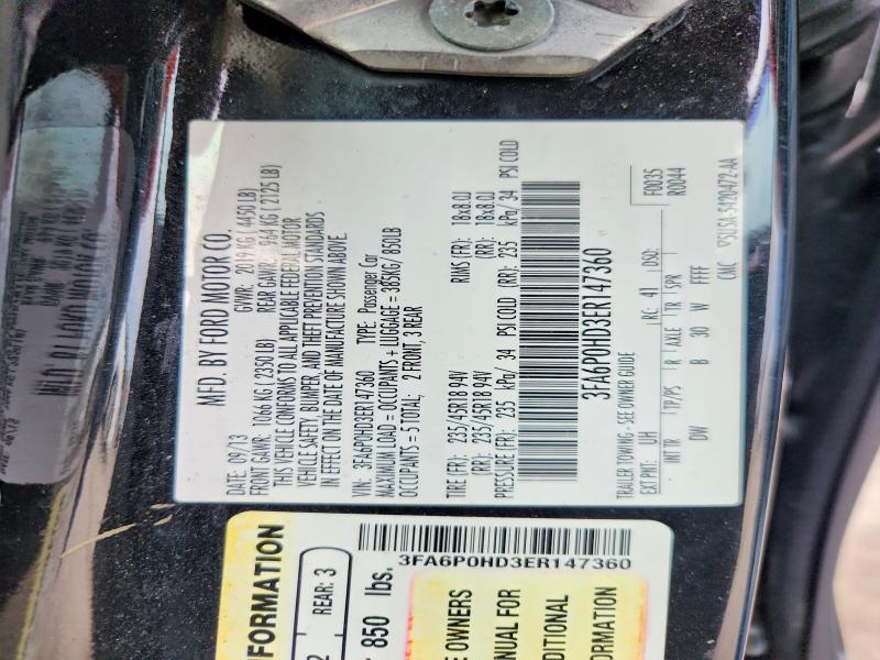 Продаж на аукціоні авто 2014 Ford Fusion, vin: 3FA6P0HD3ER147360, номер лоту: 69448976