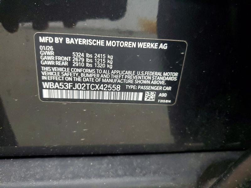 Aukcja sprzedaży 2026 Bmw 530, vin: WBA53FJ02TCX42558, numer aukcji: 68001116