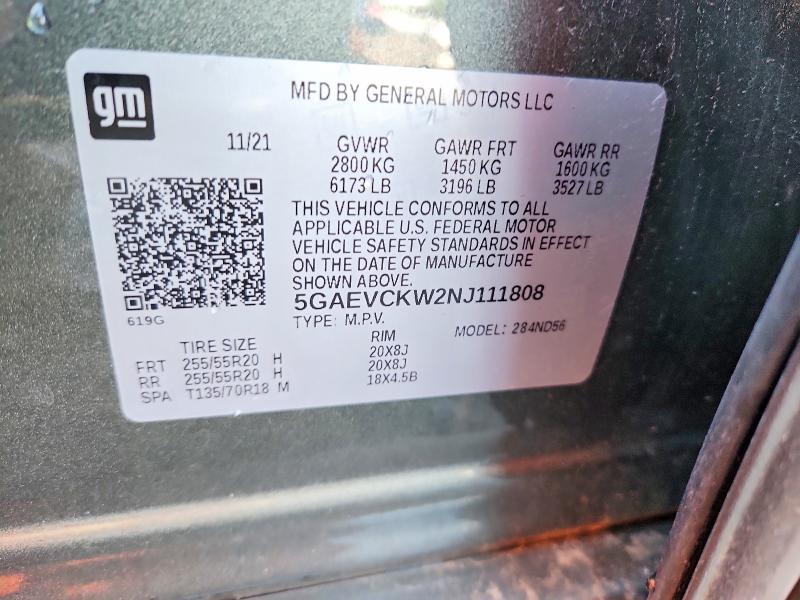 Продажа на аукционе авто 2022 Buick Enclave, vin: 5GAEVCKW2NJ111808, номер лота: 69575756