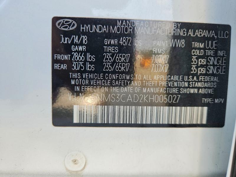 Продажа на аукционе авто 2019 Hyundai Santa Fe, vin: 5NMS3CAD2KH005027, номер лота: 67066836