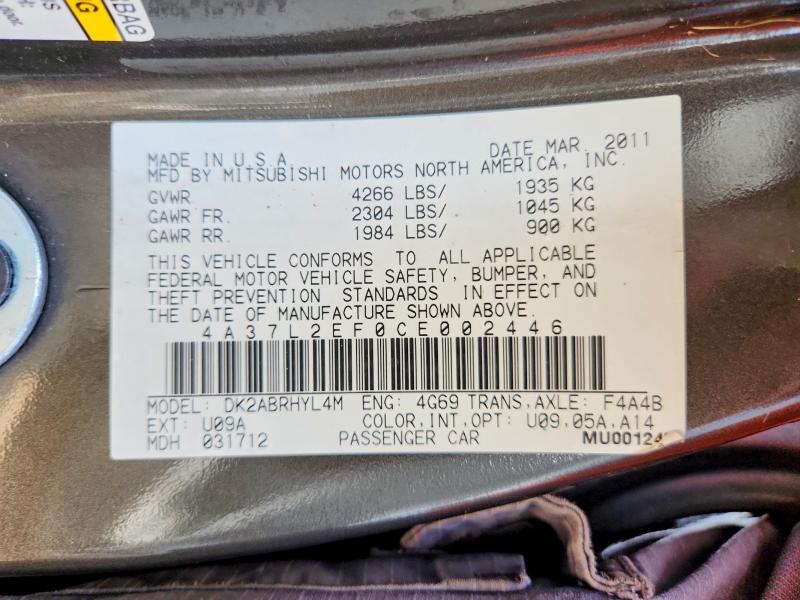 Продажа на аукционе авто 2012 Mitsubishi Eclipse, vin: 4A37L2EF0CE002446, номер лота: 67301826