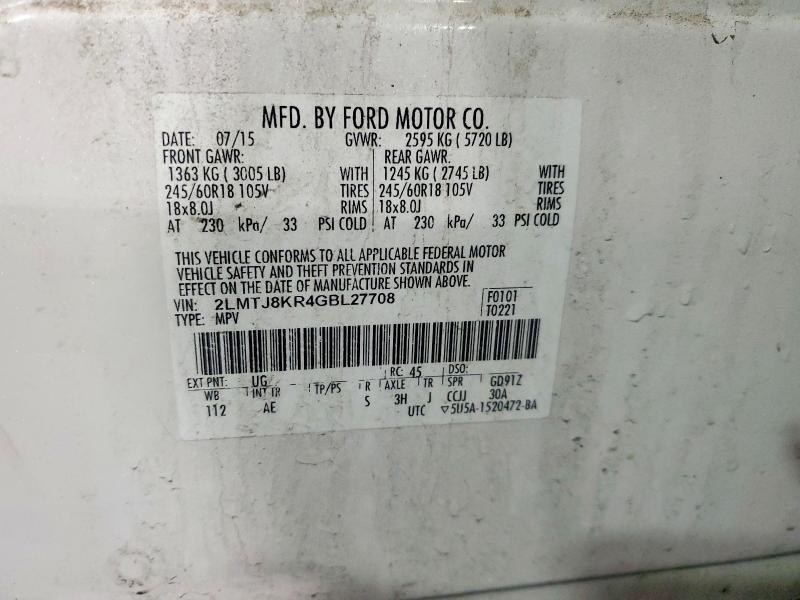 Продажа на аукционе авто 2016 Lincoln Mkx, vin: 2LMTJ8KR4GBL27708, номер лота: 69129796