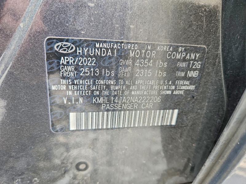 67489396 :رقم المزاد ، KMHL14JA2NA222206 vin ، 2022 Hyundai Sonata مزاد بيع