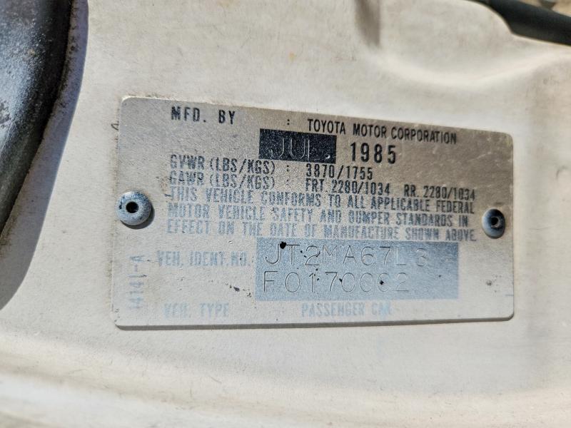 Продаж на аукціоні авто 1985 Toyota Celica, vin: JT2MA67L3F0170002, номер лоту: 67289566