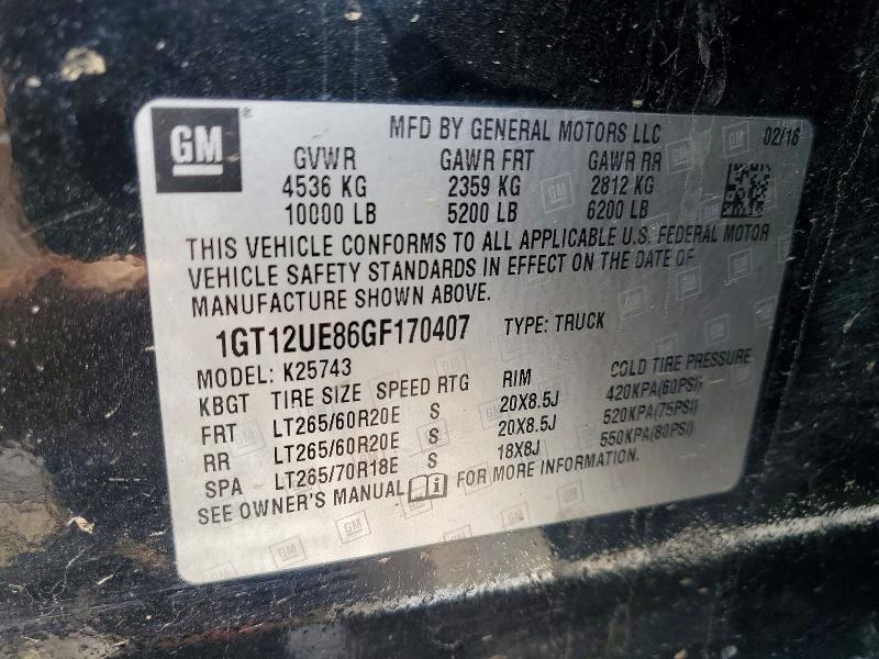 68869296 :رقم المزاد ، 1GT12UE86GF170407 vin ، 2016 Gmc Sierra مزاد بيع