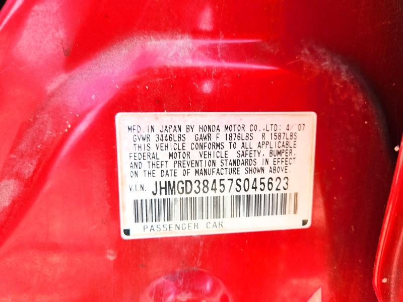 2007 Honda Fit მანქანა იყიდება აუქციონზე, vin: JHMGD38457S045623, აუქციონის ნომერი: 68832626