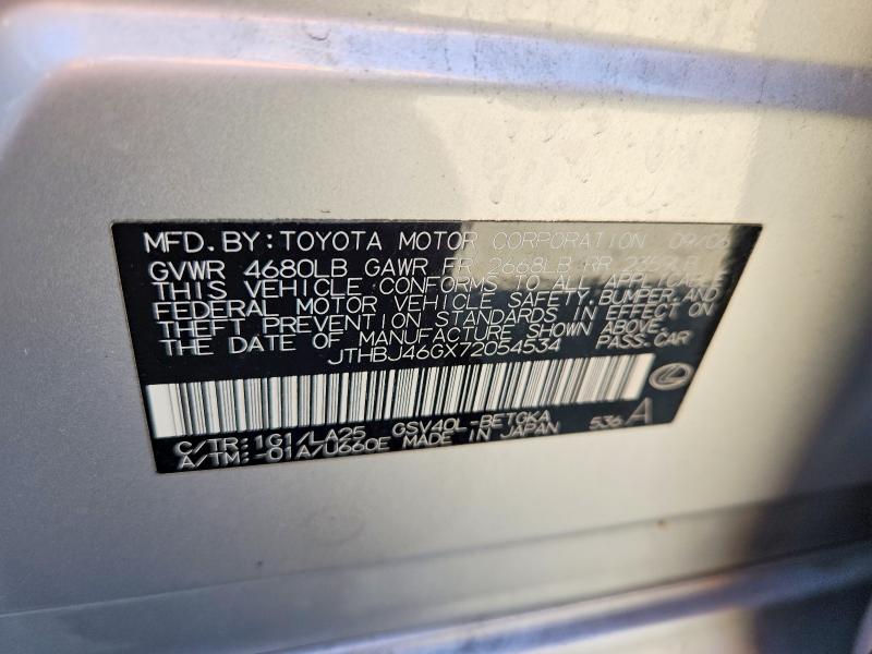 Aukcja sprzedaży 2007 Lexus Es, vin: JTHBJ46GX72054534, numer aukcji: 67339556