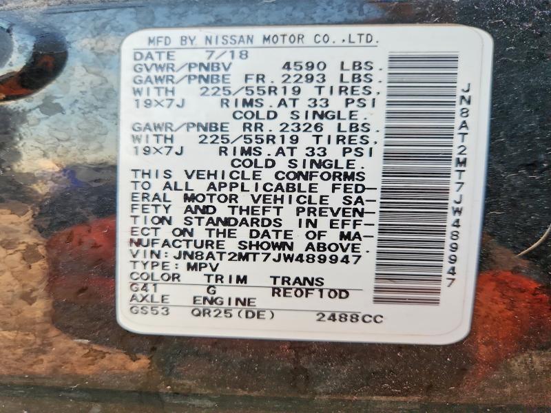 Auction sale of the 2018 Nissan Rogue, vin: JN8AT2MT7JW489947, lot number: 68711316