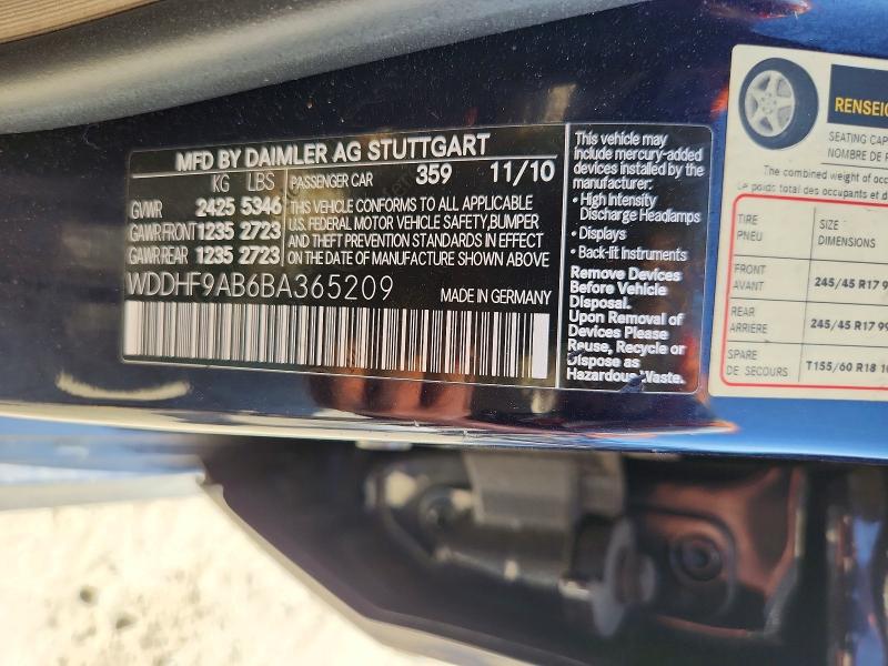 66960866 :رقم المزاد ، WDDHF9AB6BA365209 vin ، 2011 Mercedes-benz E مزاد بيع