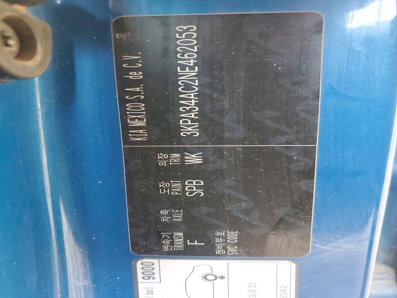 67476176 :رقم المزاد ، 3KPA34AC2NE462053 vin ، 2022 Kia Rio مزاد بيع