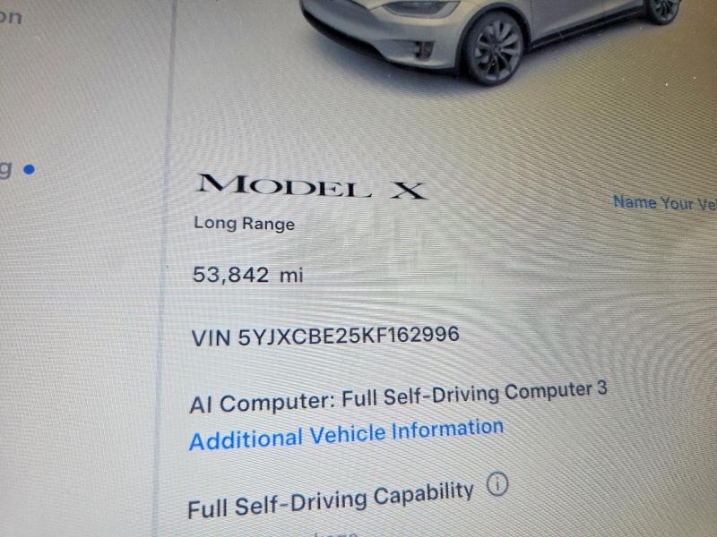 Aukcja sprzedaży 2019 Tesla Model X, vin: 5YJXCBE25KF162996, numer aukcji: 69208226