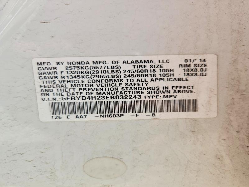 Auction sale of the 2014 Acura Mdx, vin: 5FRYD4H23EB032243, lot number: 67469046