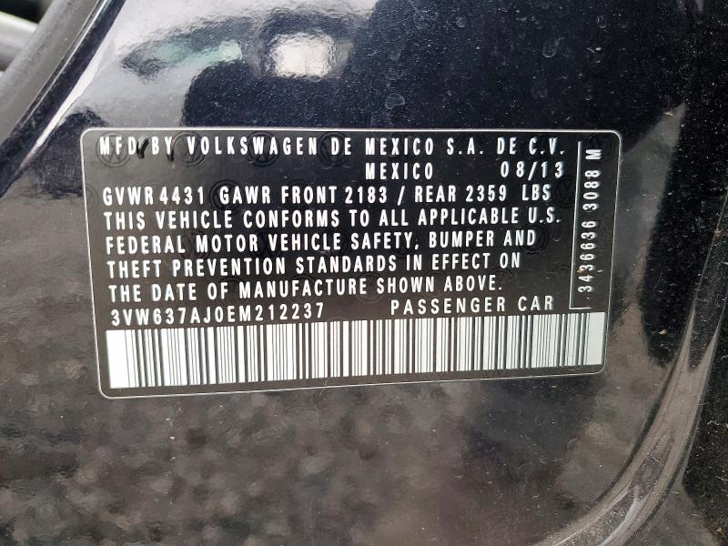 67650416 :رقم المزاد ، 3VW637AJ0EM212237 vin ، 2014 Volkswagen Jetta مزاد بيع