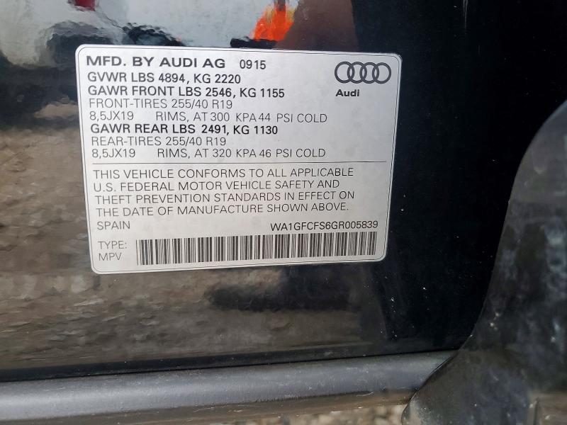 Aukcja sprzedaży 2016 Audi Q3, vin: WA1GFCFS6GR005839, numer aukcji: 67213556