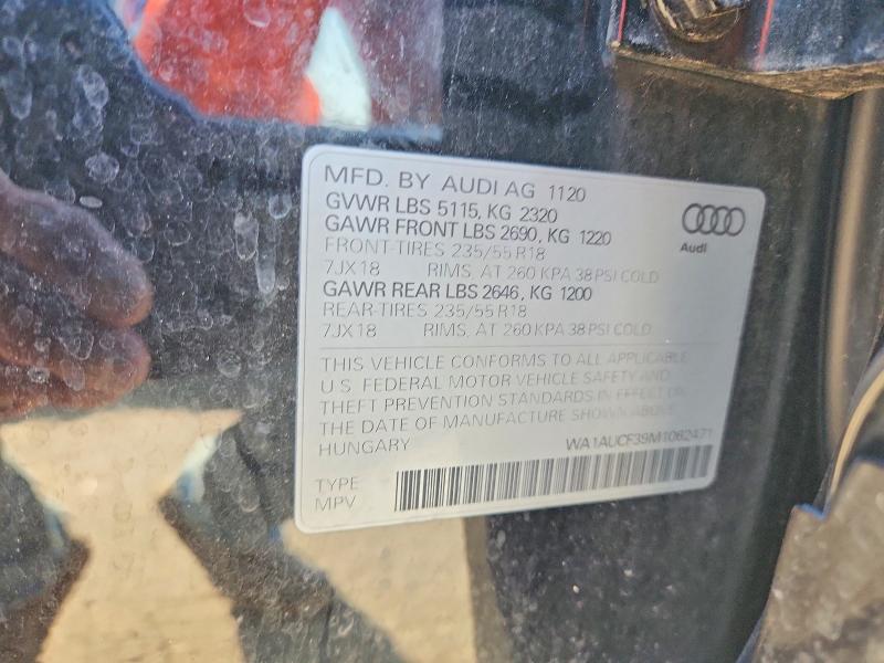 2021 Audi Q3 მანქანა იყიდება აუქციონზე, vin: WA1AUCF39M1062471, აუქციონის ნომერი: 67099656