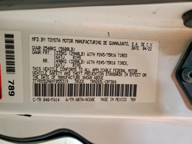 69192236 :رقم المزاد ، 3TYRX5GN6NT055319 vin ، 2022 Toyota Tacoma مزاد بيع