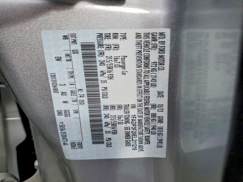 2014 Ford Focus მანქანა იყიდება აუქციონზე, vin: 1FADP3F29EL211216, აუქციონის ნომერი: 70956076