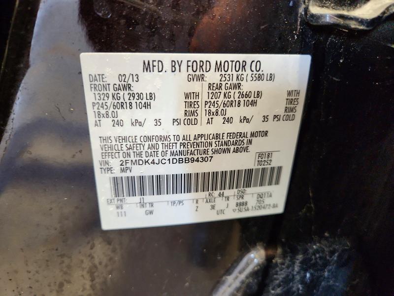 67467726 :رقم المزاد ، 2FMDK4JC1DBB94307 vin ، 2013 Ford Edge مزاد بيع