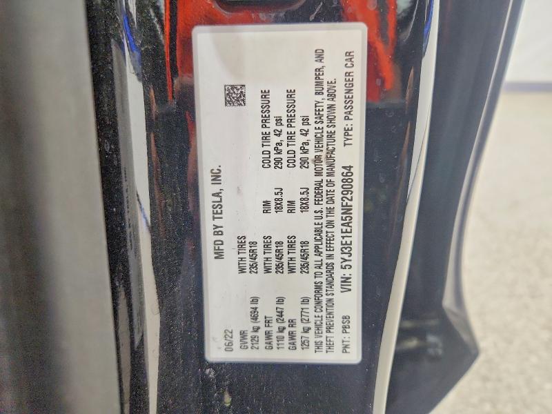 Aukcja sprzedaży 2022 Tesla Model 3, vin: 5YJ3E1EA5NF290864, numer aukcji: 67738446