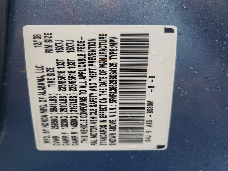 2009 Honda Odyssey მანქანა იყიდება აუქციონზე, vin: 5FNRL38629B034125, აუქციონის ნომერი: 70219186