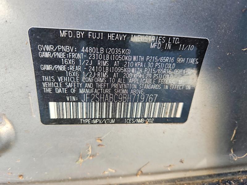 Aukcja sprzedaży 2011 Subaru Forester, vin: JF2SHABC9BH719767, numer aukcji: 69105046