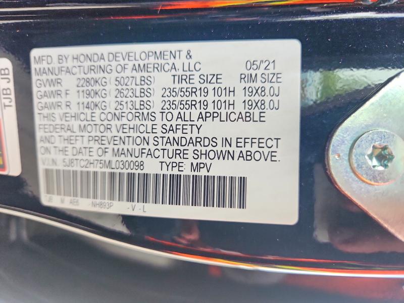 2021 Acura Rdx მანქანა იყიდება აუქციონზე, vin: 5J8TC2H75ML030098, აუქციონის ნომერი: 69097276