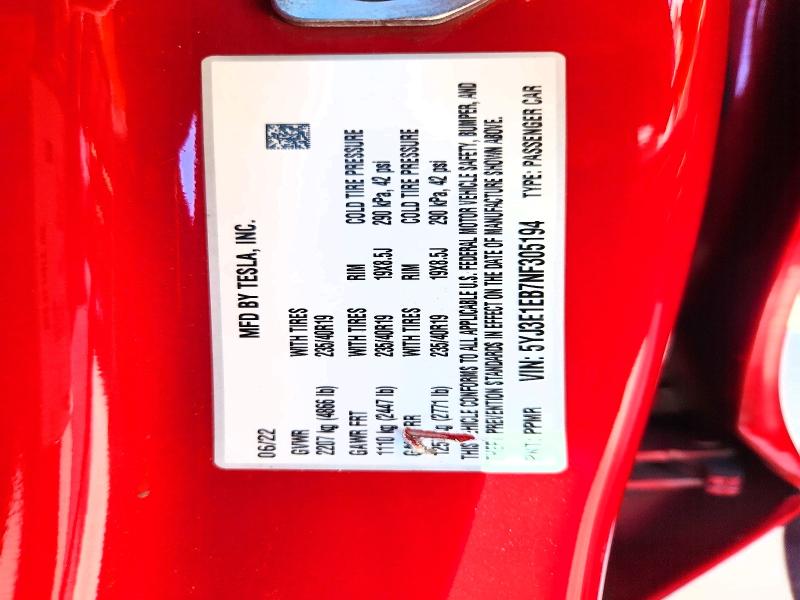 Aukcja sprzedaży 2022 Tesla Model 3, vin: 5YJ3E1EB7NF305194, numer aukcji: 68095676