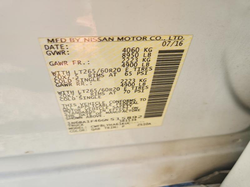 Aukcja sprzedaży 2016 Nissan Titan Xd, vin: 1N6BA1F46GN515892, numer aukcji: 67836296