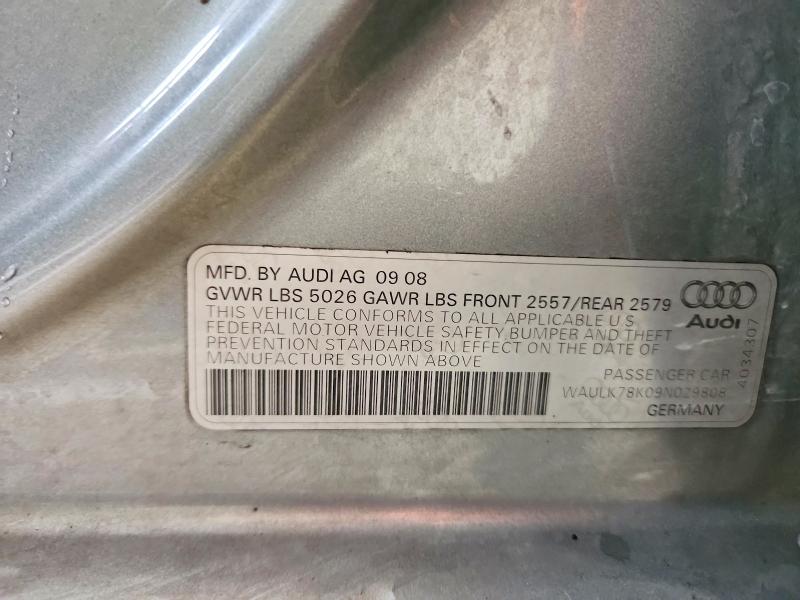 2009 Audi A4 მანქანა იყიდება აუქციონზე, vin: WAULK78K09N029808, აუქციონის ნომერი: 70650286
