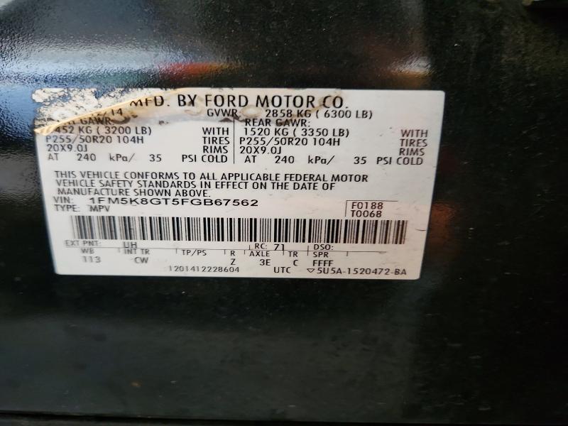 68298666 :رقم المزاد ، 1FM5K8GT5FGB67562 vin ، 2015 Ford Explorer مزاد بيع