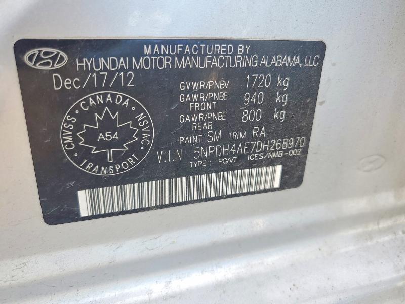 67239326 :رقم المزاد ، 5NPDH4AE7DH268970 vin ، 2013 Hyundai Elantra مزاد بيع