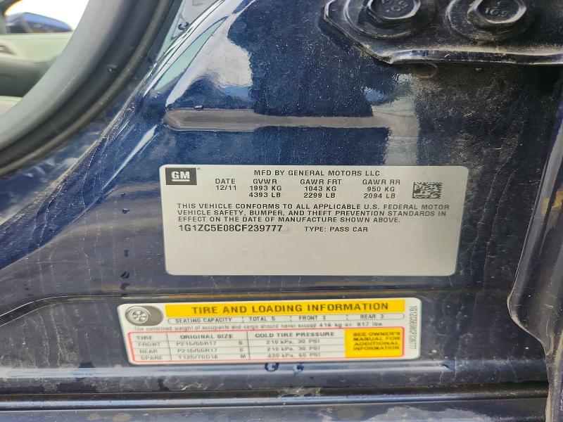 69608296 :رقم المزاد ، 1G1ZC5E08CF239777 vin ، 2012 Chevrolet Malibu مزاد بيع
