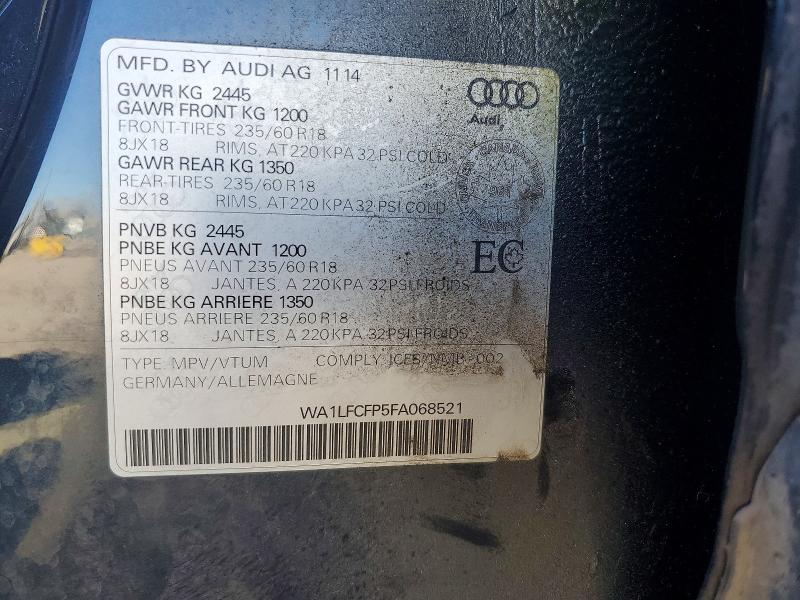 2015 Audi Q5 მანქანა იყიდება აუქციონზე, vin: WA1LFCFP5FA068521, აუქციონის ნომერი: 69064486